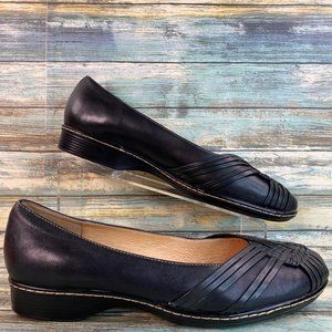 Softspots Black Leather Loafers Comfort Shoe Round Toe Formal Office Womens 12EE